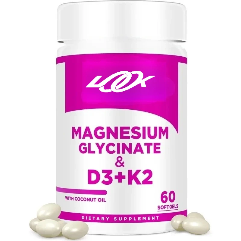 500mg magnesium glycinate 10000iu of vitamin D3 and 100mcg of vitamin K2 in soft capsules | Coconut oil enhances absorption