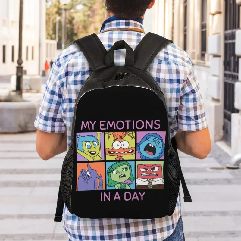 Mochilas personalizadas "Inside Out In A Day" para hombres y mujeres, bolsa de libros para estudiantes universitarios, se adapta A bolsas para portátiles de 15 pulgadas