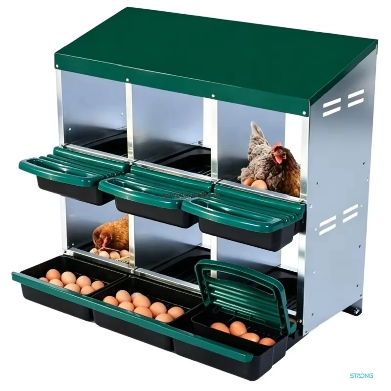 Durable Poultry Nesting Box 6 Sections Multi Level Use Secure Egg Collection Space Saving for Homestead