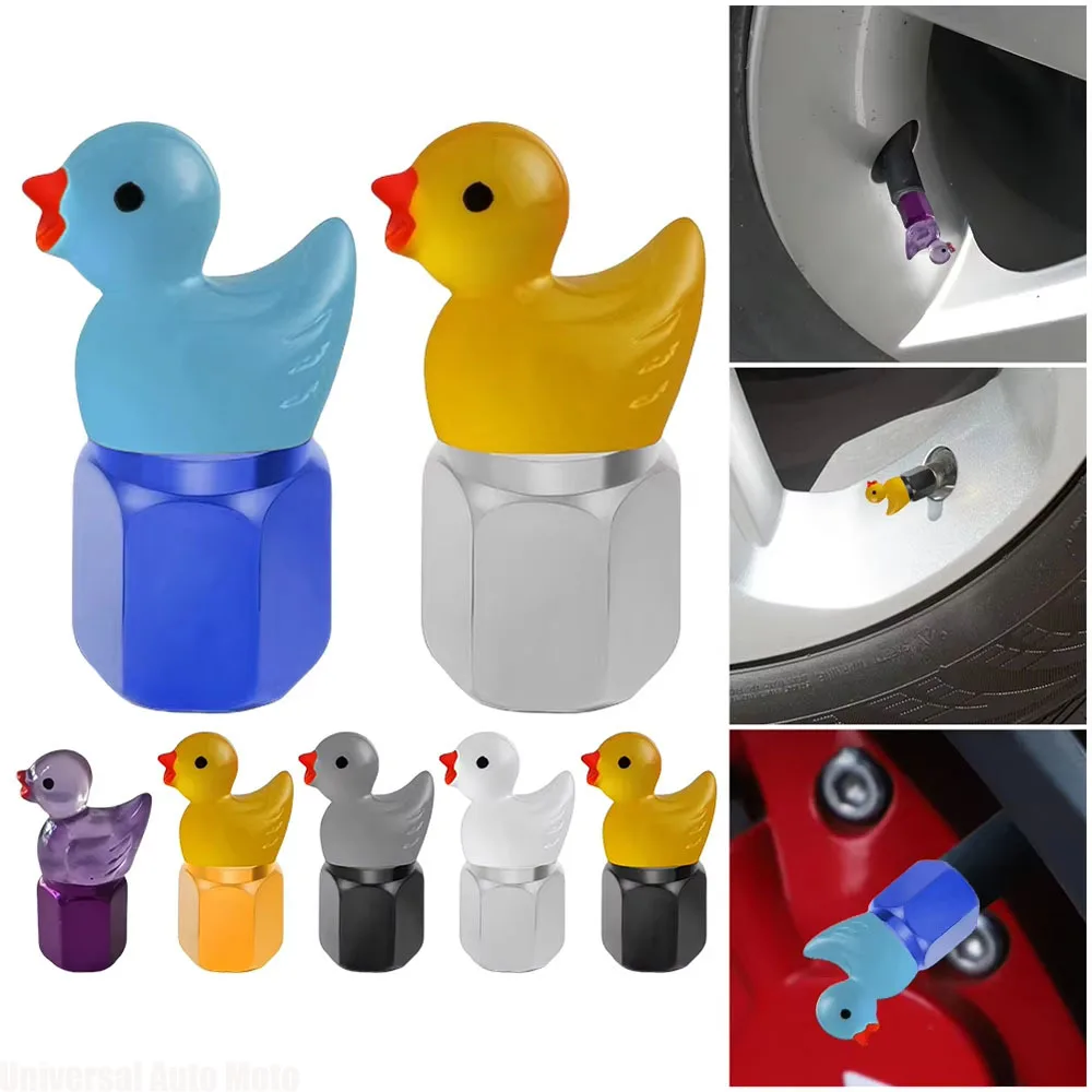 4Pcs Cute Duck Glow in The Dark Tire Valve Caps Auto Tire Valve Stem Caps Valve Covers for Cars Motorcycles and Bicycles view 2