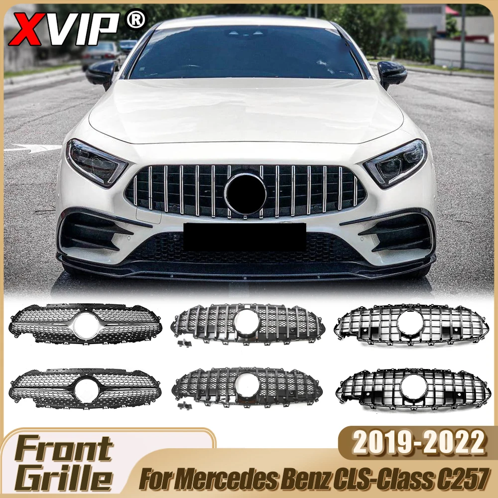 XVIP ABS Glossy Black GTR Style Bumper Grilles For Mercedes Benz CLS-Class C257 CLS500 CLS550 2019-2022 Car Exterior Decoration