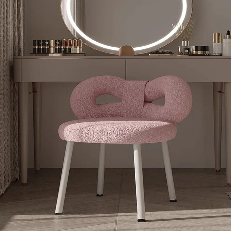 Velvet Makeup Chair with Bowknot Backrest Manicure Chair for Bedroom Swivel Dressing Table Stool Home Office Chair