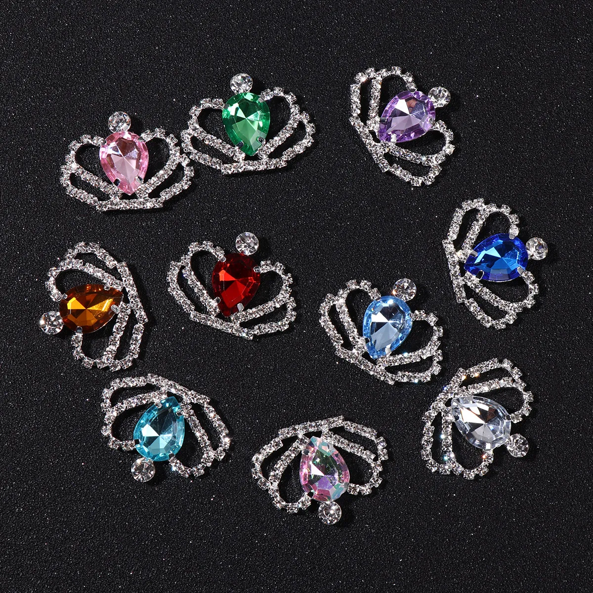 

10Pcs Crystal Crown Decorative Decals Alloy Rhinestone Patch DIY Jewelry Accessory Sticker Elegant Jewelry Making for Women