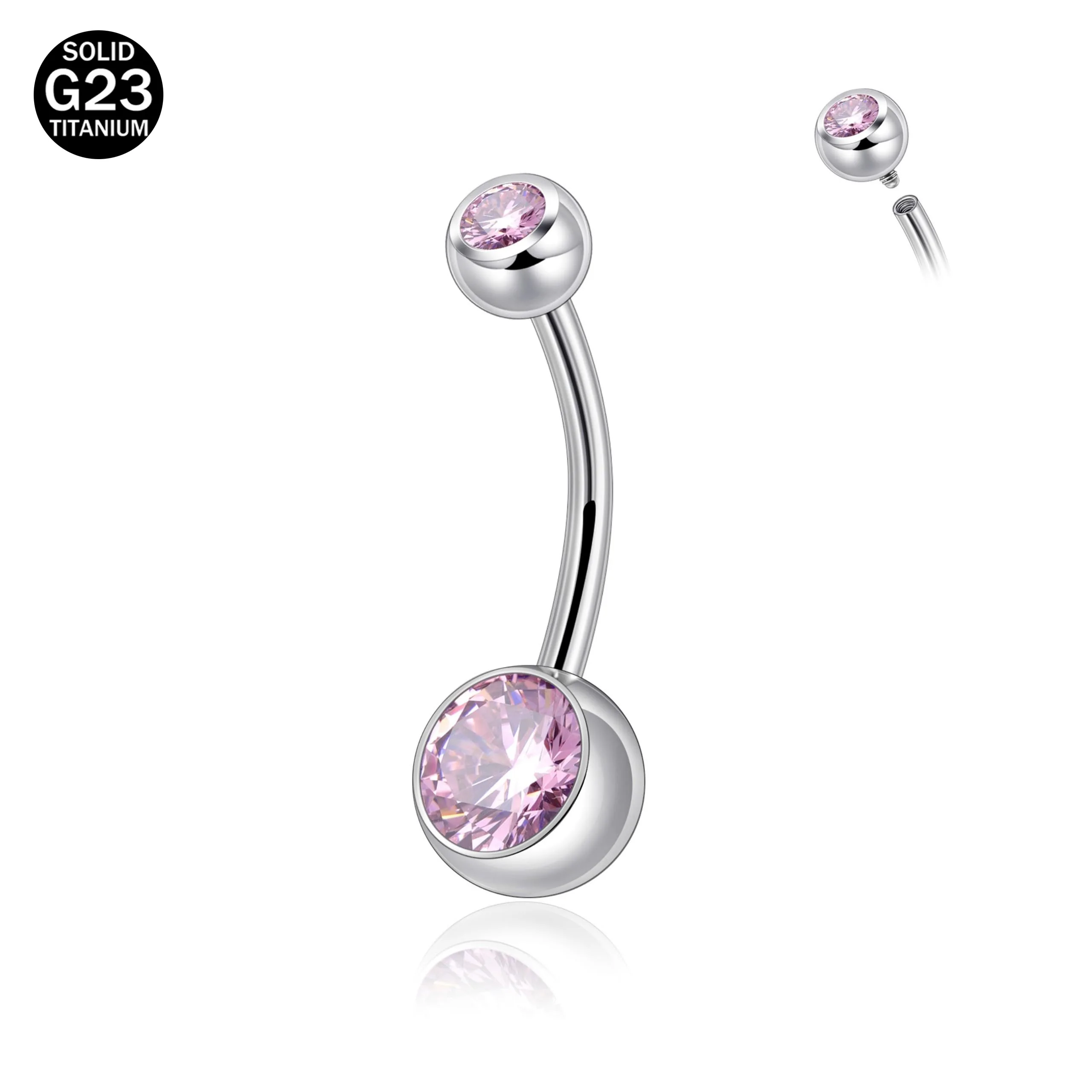 5A Zircon Belly Button Rings Titanium Internally Threaded 14G Belly Piercing Jewelry Navel Rings For Women Rod Length 8mm 10mm