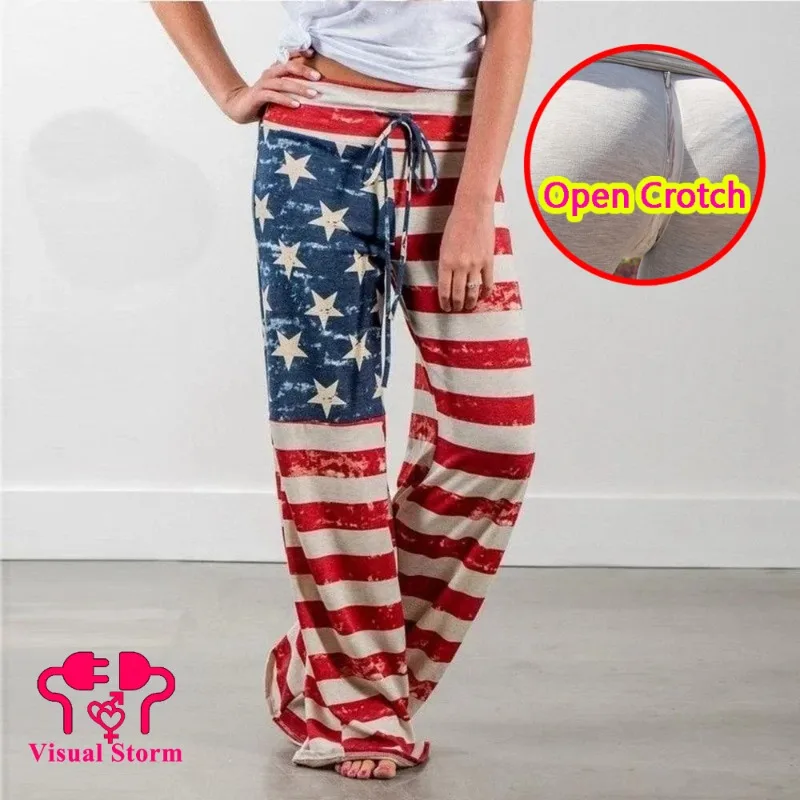 Pantaloni da donna a gamba larga, casual, alla moda, elasticizzati, stampati, con coulisse, senza cavallo, con cerniera nascosta, stile pigiama