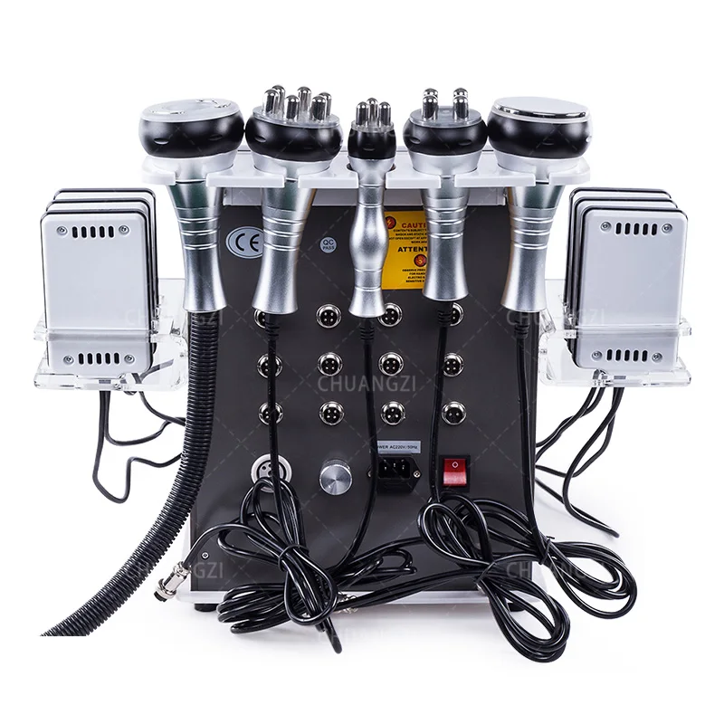 เครื่องมือสลายไขมัน 6 ใน 140K เครื่องมือลดน้ําหนักเครื่องมือความถี่วิทยุ RF หลายขั้นตอนเครื่องมือความงามอัลตราโซนิก