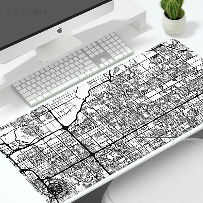 Mouse Pad Gaming Black And White City Map XL Custom New Home Mousepad XXL Mouse Mat Non-Slip Carpet Office Computer Mice Pad