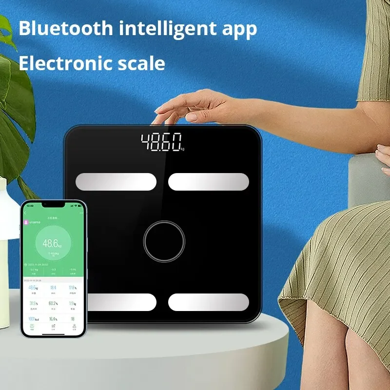 

1pc Black/White Bluetooth Smart Body Fat Scale Charging Electronic Body Scale Adult Fat Weighing BMI Analyzer