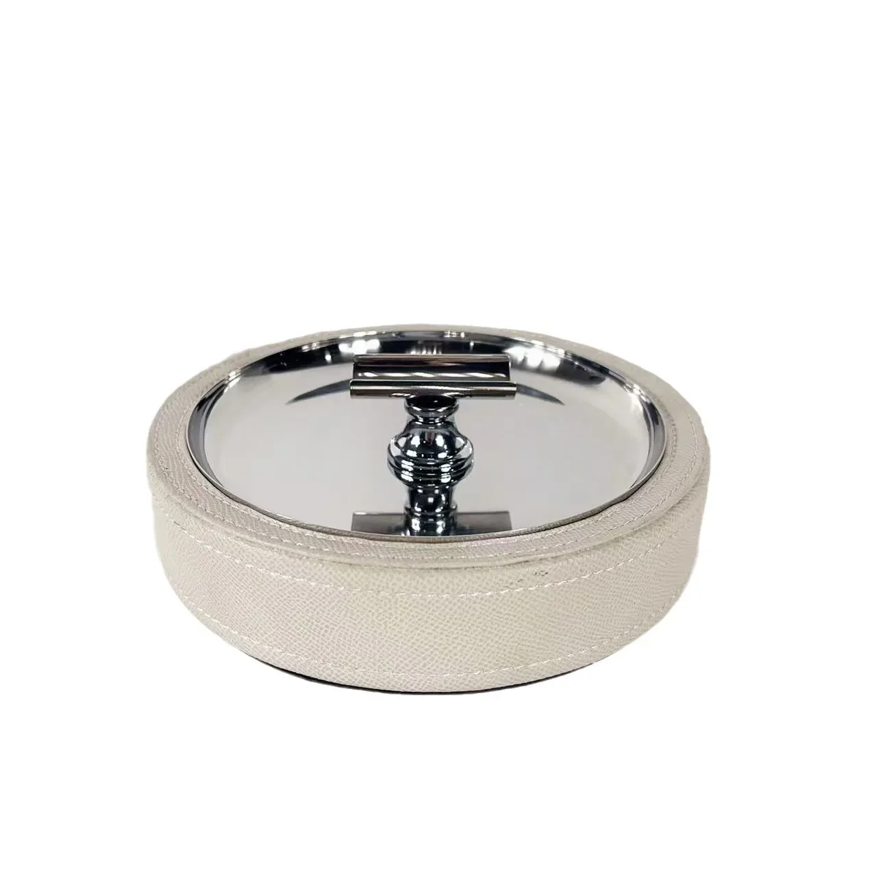 Nordic stainless steel leather ashtray living room office cigar tank