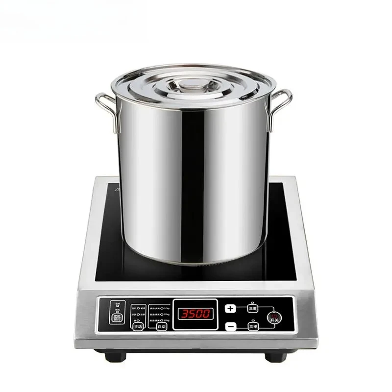 Stainless Steel Induction Cooker Firepower Adjustable Stir-Fry Stew Furnace Commercial Canteen Cooktop 50KG Load-bearing 3500W