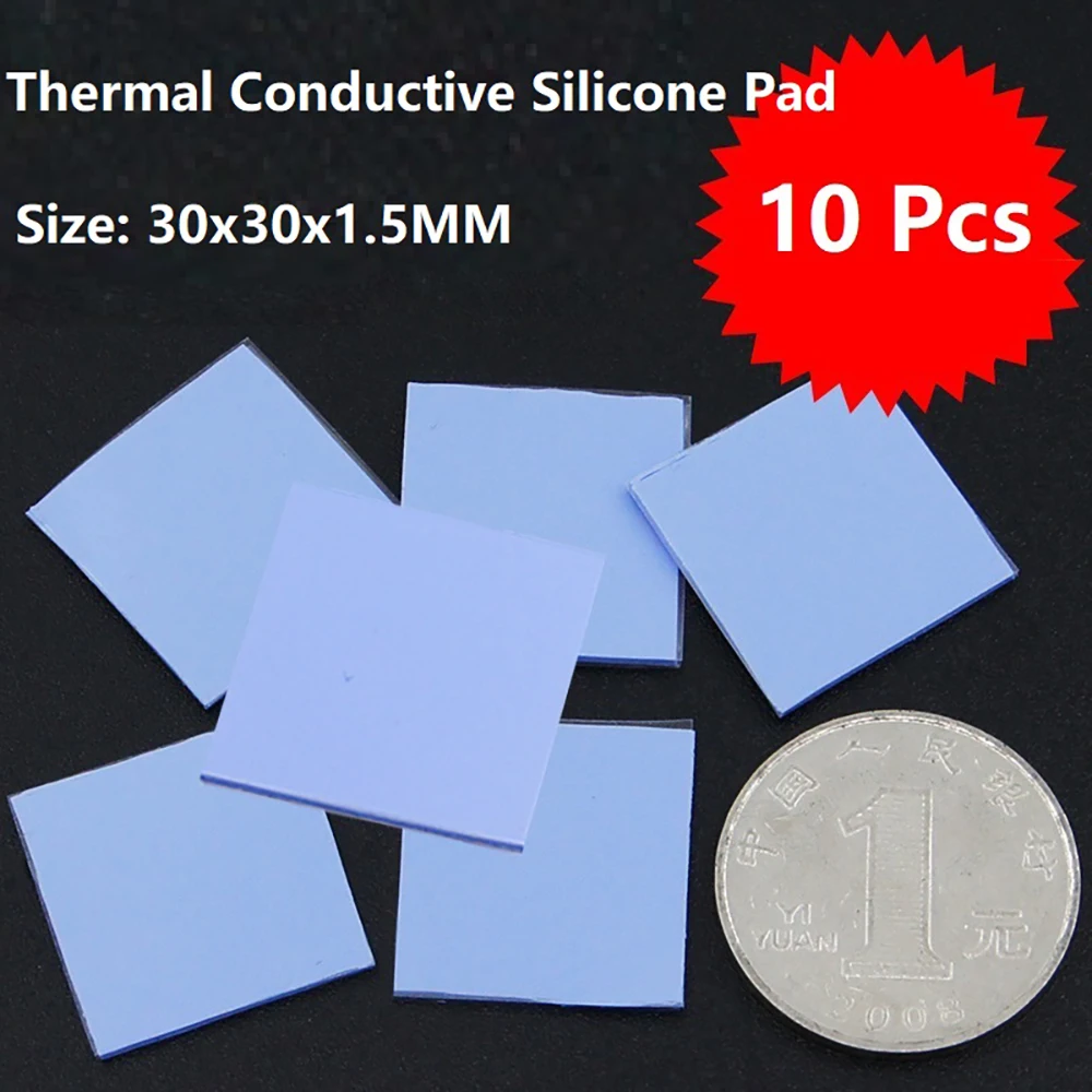 10Pcs High Quality Thermal Conductive Silicone Pad 30x30x1.5MM Heat Sink Thermal Pads Laptop Graphics Card CPU Heatsink Paste