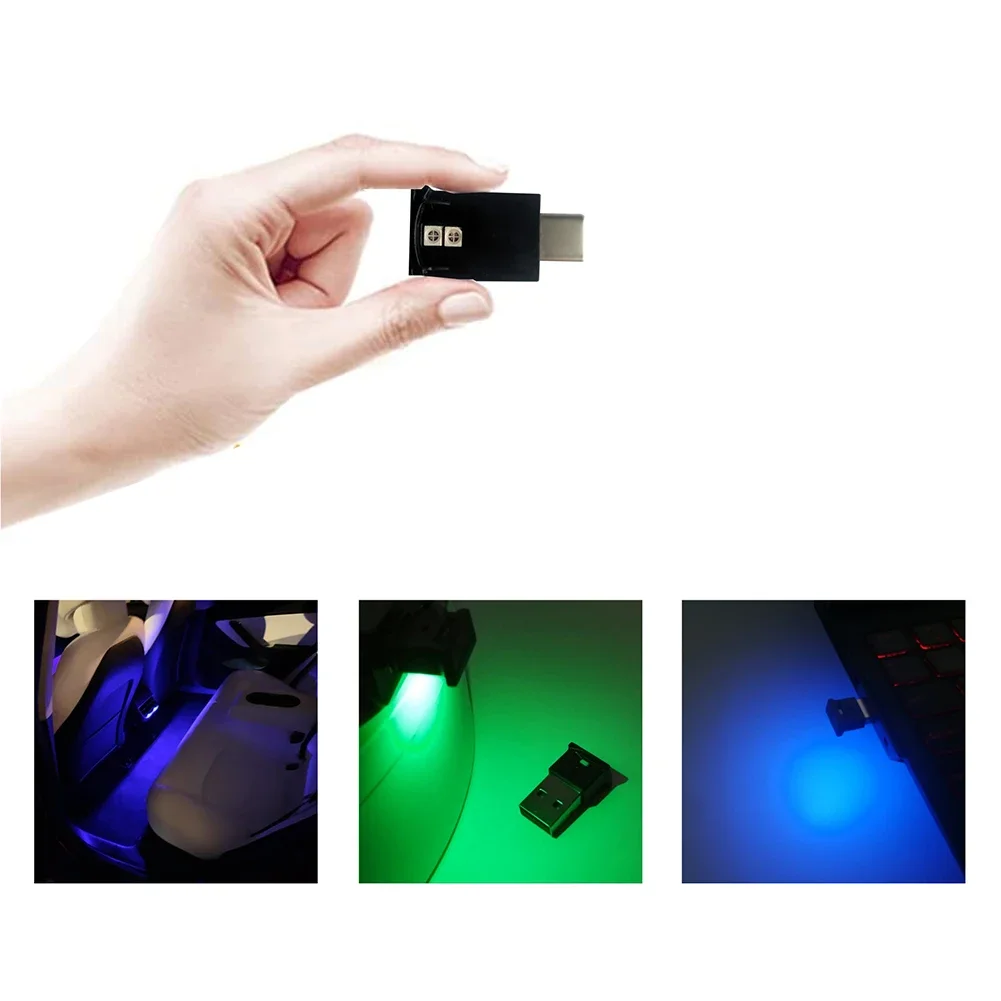 USB-C Atmosphere Ambient Lamp High Brightness Type-C LED Interior Light 3W Auto USB Ambient Light 100LM for Tesla Model S 3 X Y