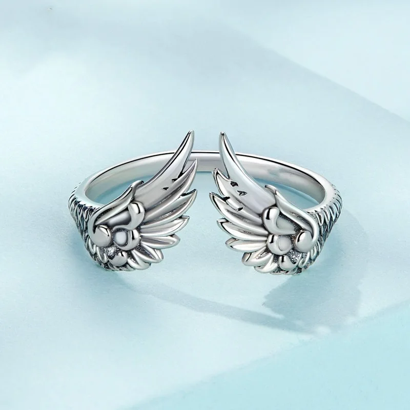 Unique Thai Silver Wings Ring For Women Retro Handicraft Rings Exquisite Gifts KOFSAC