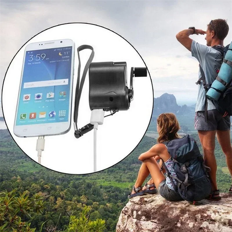 2023 Hand Crank USB Phone Emergency Charger For Camping Hiking Outdoor Sports Travel Charger Camping Equipment Survival Tools