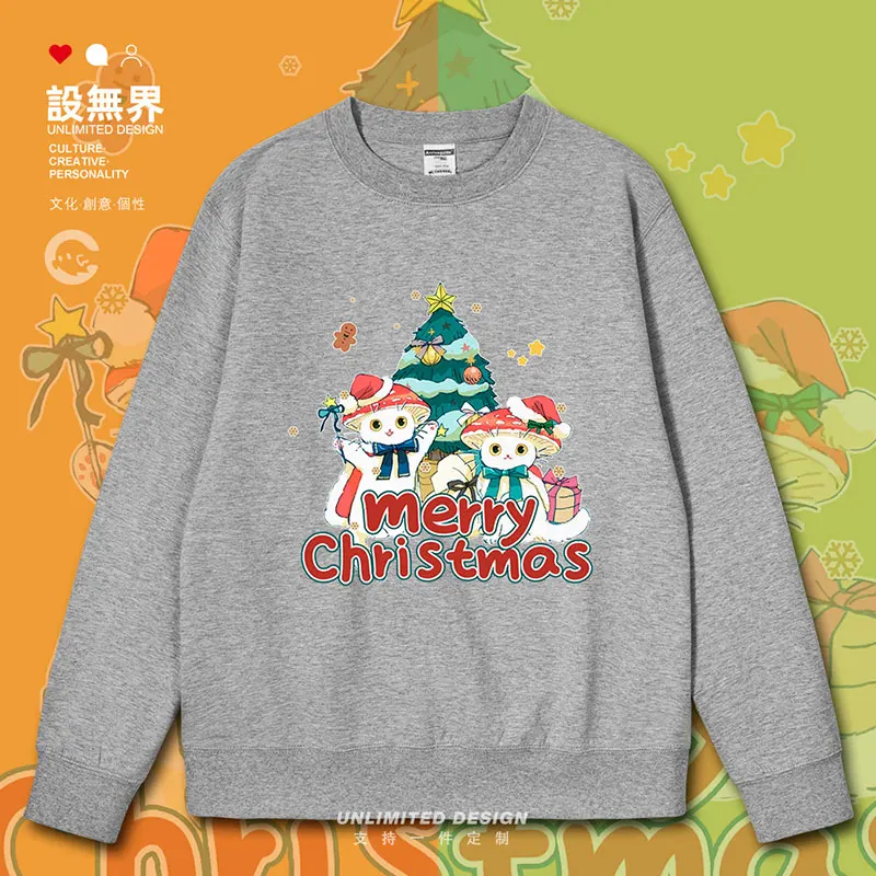 Japanese cartoons celebrating Christmas, cats fun and fresh mens hoodies sports new sweatshirt jerseys clothes autumn winter