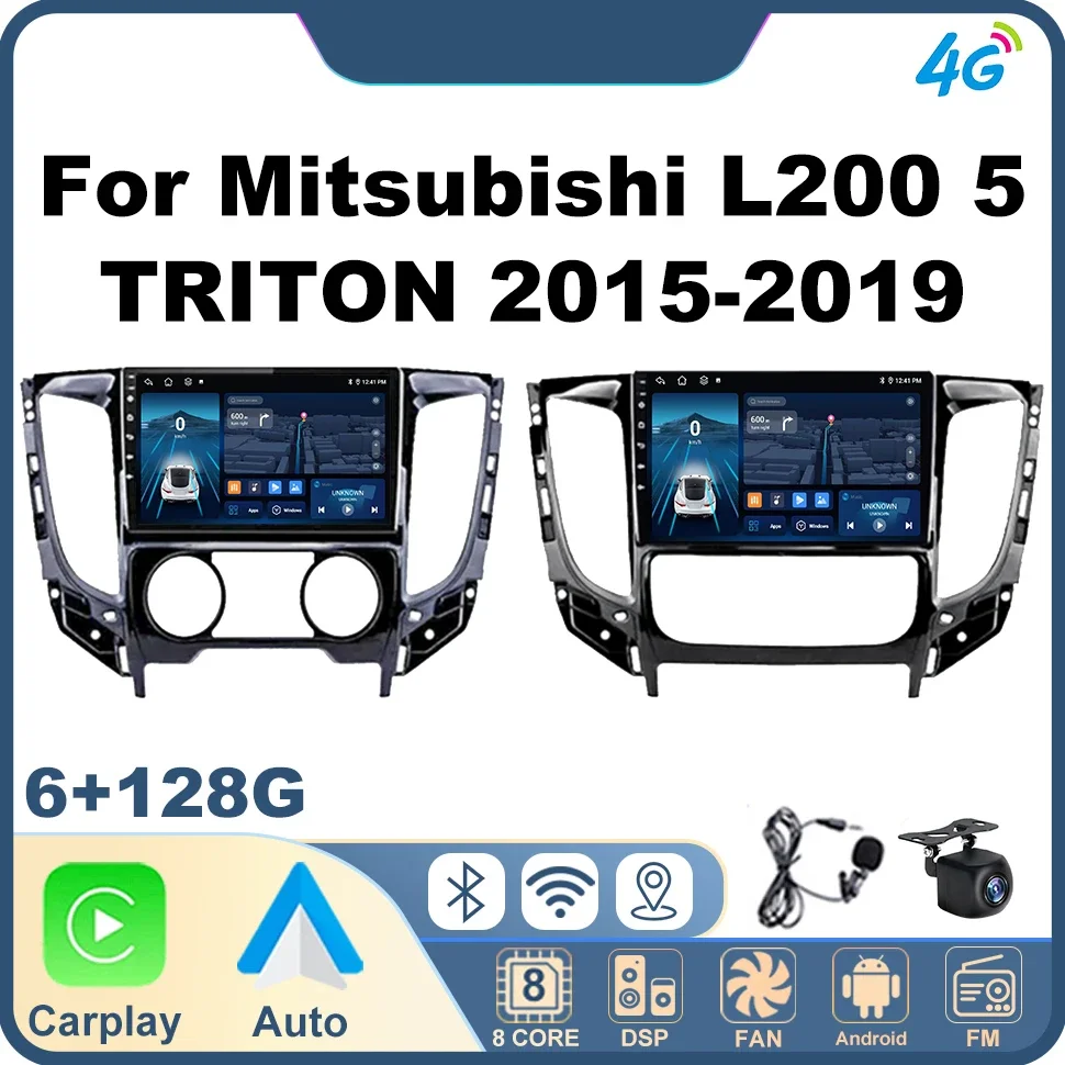 Automotive Multimedia Car Radio Audio for Mitsubishi L200 5 TRITON 2015-2019 4G Carplay BT 8core WIFI FM Car Screen Android Auto