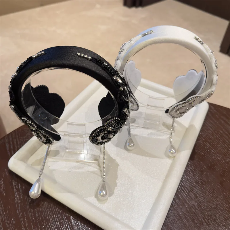Luxury Crystal Headbands For Women Wedding Hair Accessories Rhinestone Bridal Hairband Prom Party Headband Hair Hoop Black White image 2