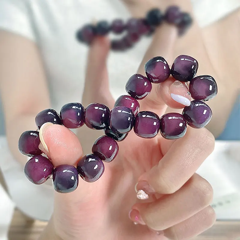 Purple Bodhi Root Bracelet Rare Student Finger Toy Buddha Beads Prayer Healing Spirit Purification Summer Fashion Jewelry