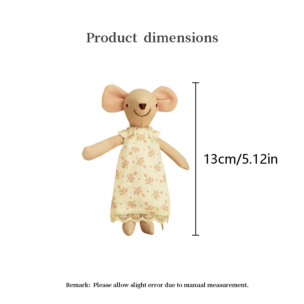 H-13Cm Changeable Mouse with Floral Dress Suitable for Dollhouse Accessories Suitable for Children's Day Gifts and Birthday Gift