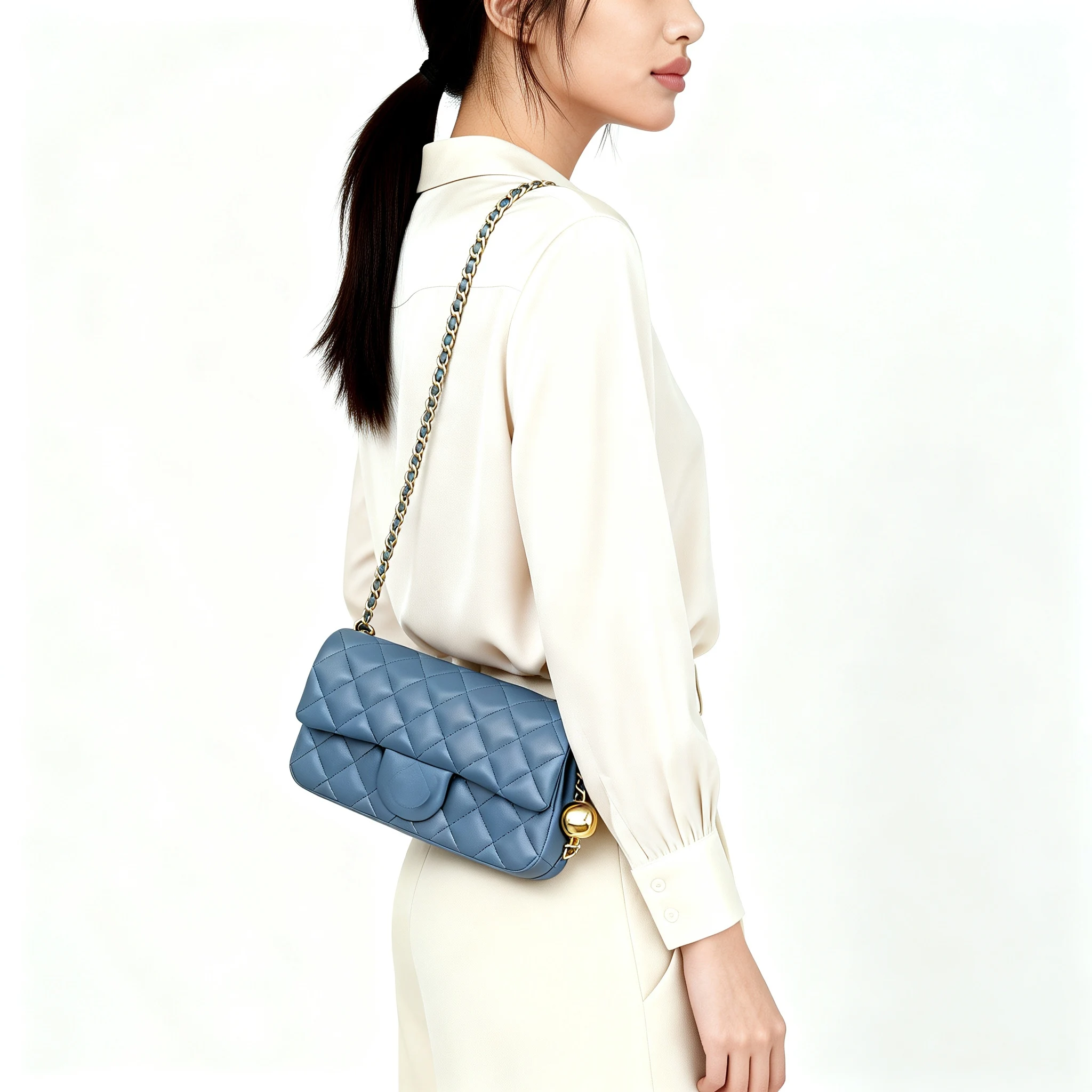 Classic Chain Genuine Leather Shoulder Bag Women Daily Commute Outdoor Dating Cosmetic Handbag
