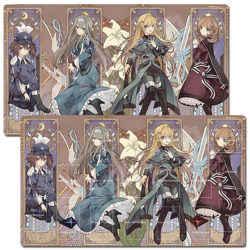 

YuGiOh Exosister Girl TCG CCG Playmat Trading Card Game Mat Table Desk Gaming Play Mat Mouse Pad 60x35cm Free Bag