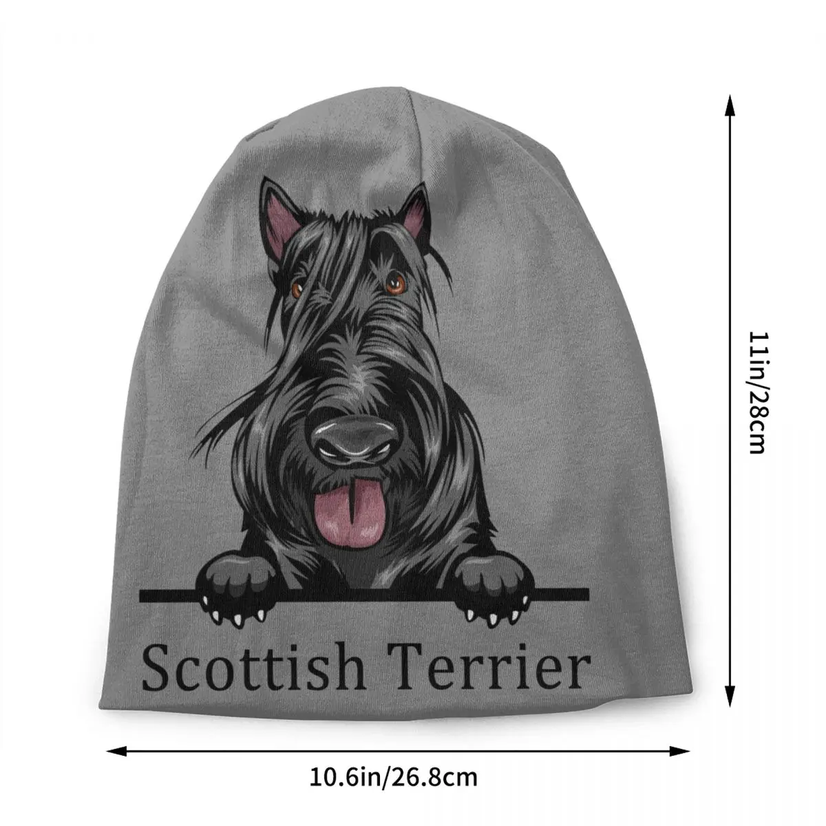 Peeking Dog Scottish Terrier Skullies Beanies Caps Cool Winter Warm Men Women Knit Hat Adult Unisex Pet Animal Bonnet Hats