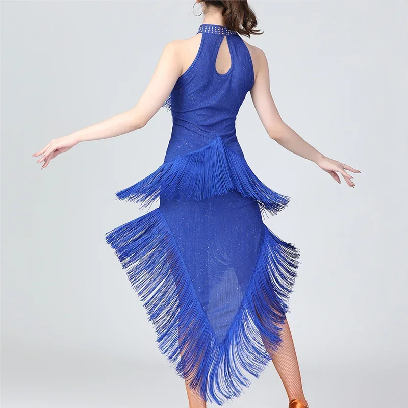 Women Salsa Latin Dance Dress Sequin Tassel Fringe Flapper Dress 1920s Gatsby Cocktail Dress Tango Ballroom Dancing Costume