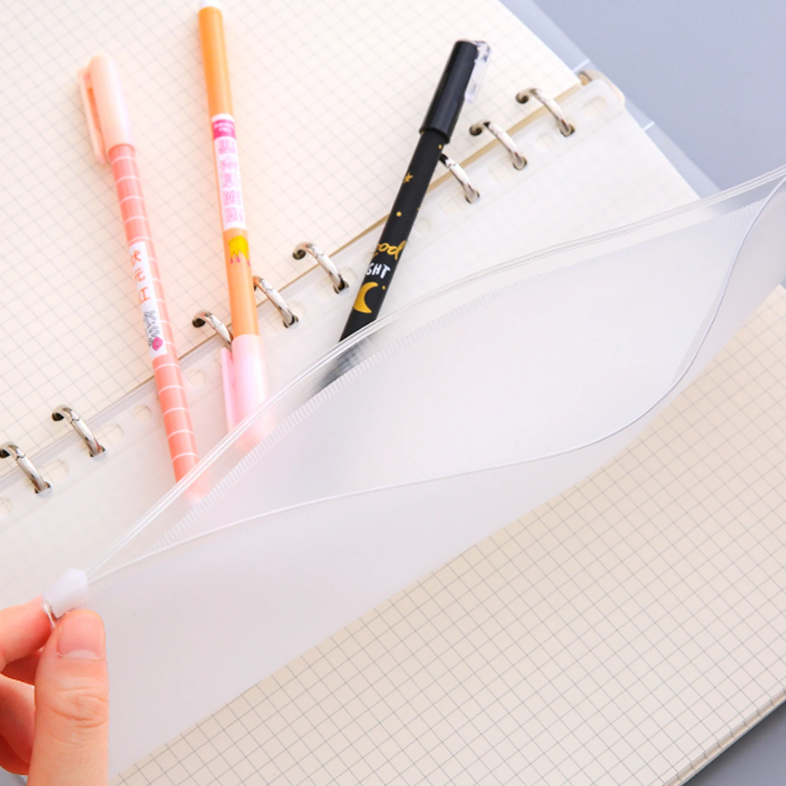 

10 pcs Pvc Zipper Binder Folders Clear Storage Pages For Business Cards Receipts Tickets Lightweight Transparent Loose Leaf