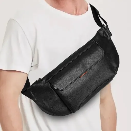 

Head layer cowhine breast bag men's advanced versatile large capacity real leather cross body travel shoulder backpack