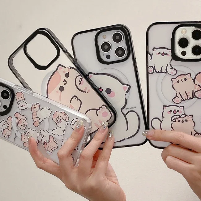 

Cartoon Cat MagSafe Phone Case Cover for IPhone 11 12 13 14 15 Pro Max Case for IPhone 15 Pro Max