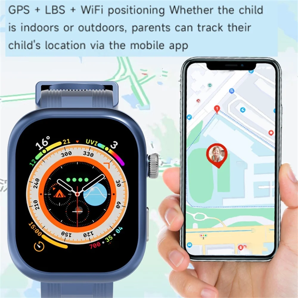 

New Student Smart Telephone Watch GPS Rotating Camera Video Call Smartwatch Heart Rate Health Clock Children 4G Smart Watches