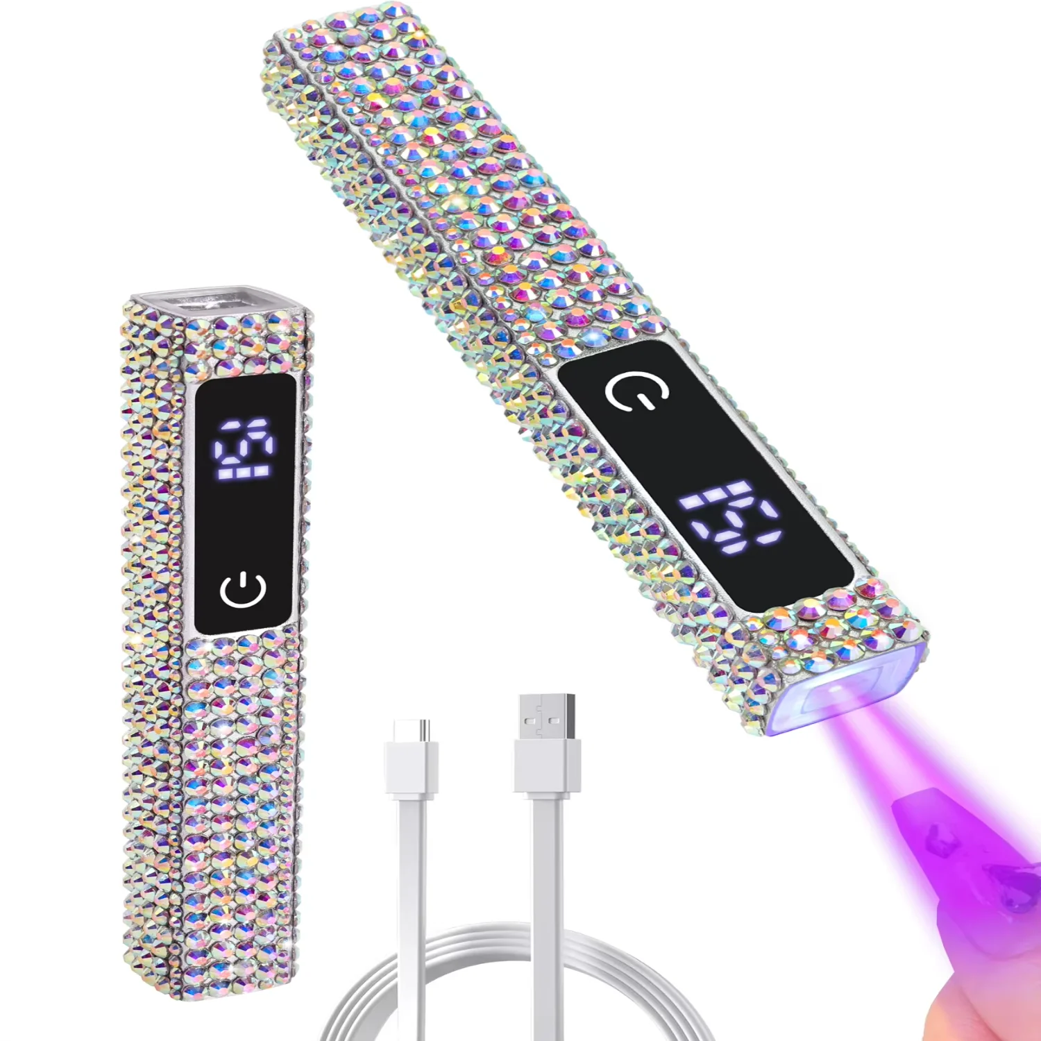 Mini handheld UV LED nail lamp, with Diamond, portable nail dryer, gel varnish, display mat