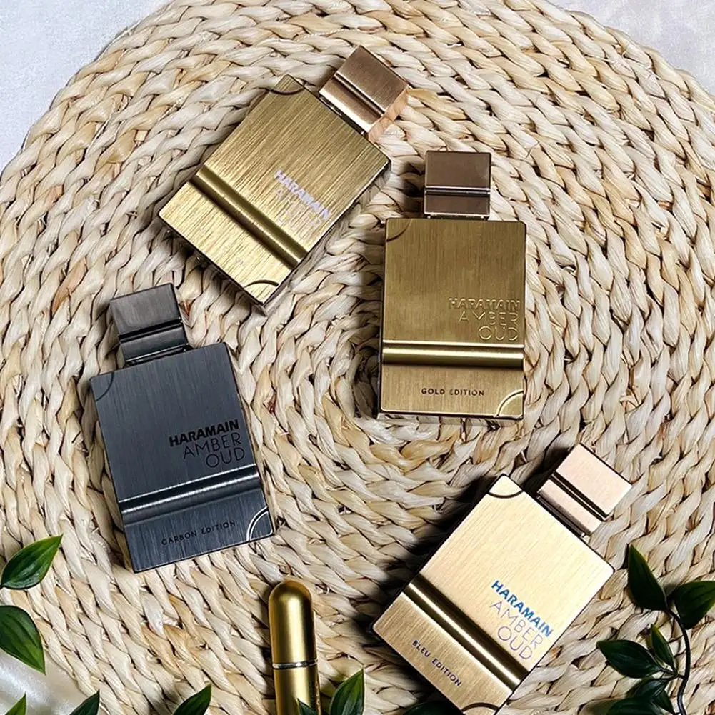 60ml árabe Dubai Medio Oriente Perfume Unisex Eau De Toilette rubí oro azul edición duradero encantador Haramain ámbar Oud Spray corporal