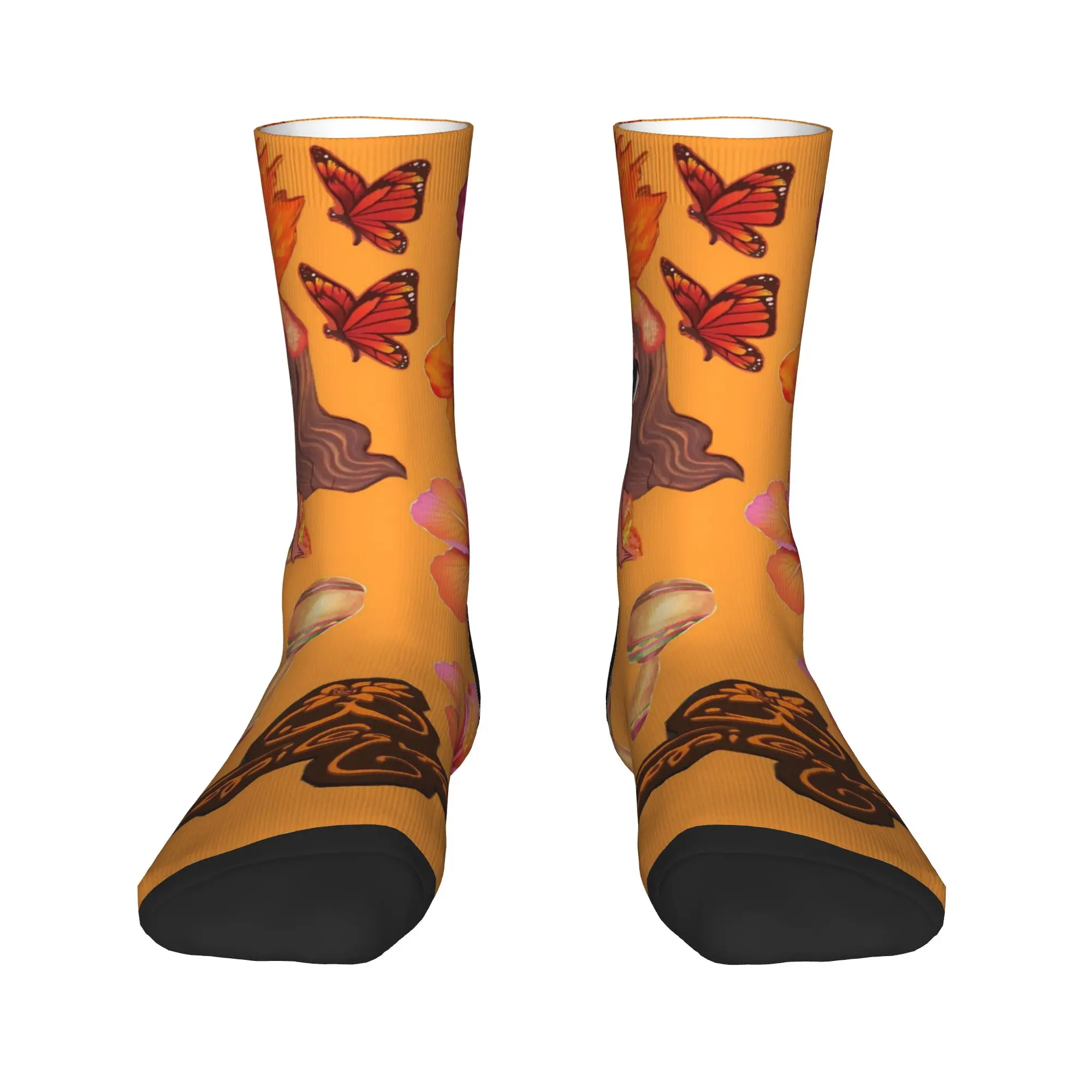 Calcetines con estampado artístico de K-Karol G Tropi Cumbia Hibiscus, medias antibacterianas para hombre, calcetines suaves para exteriores, calcetines gráficos divertidos de otoño