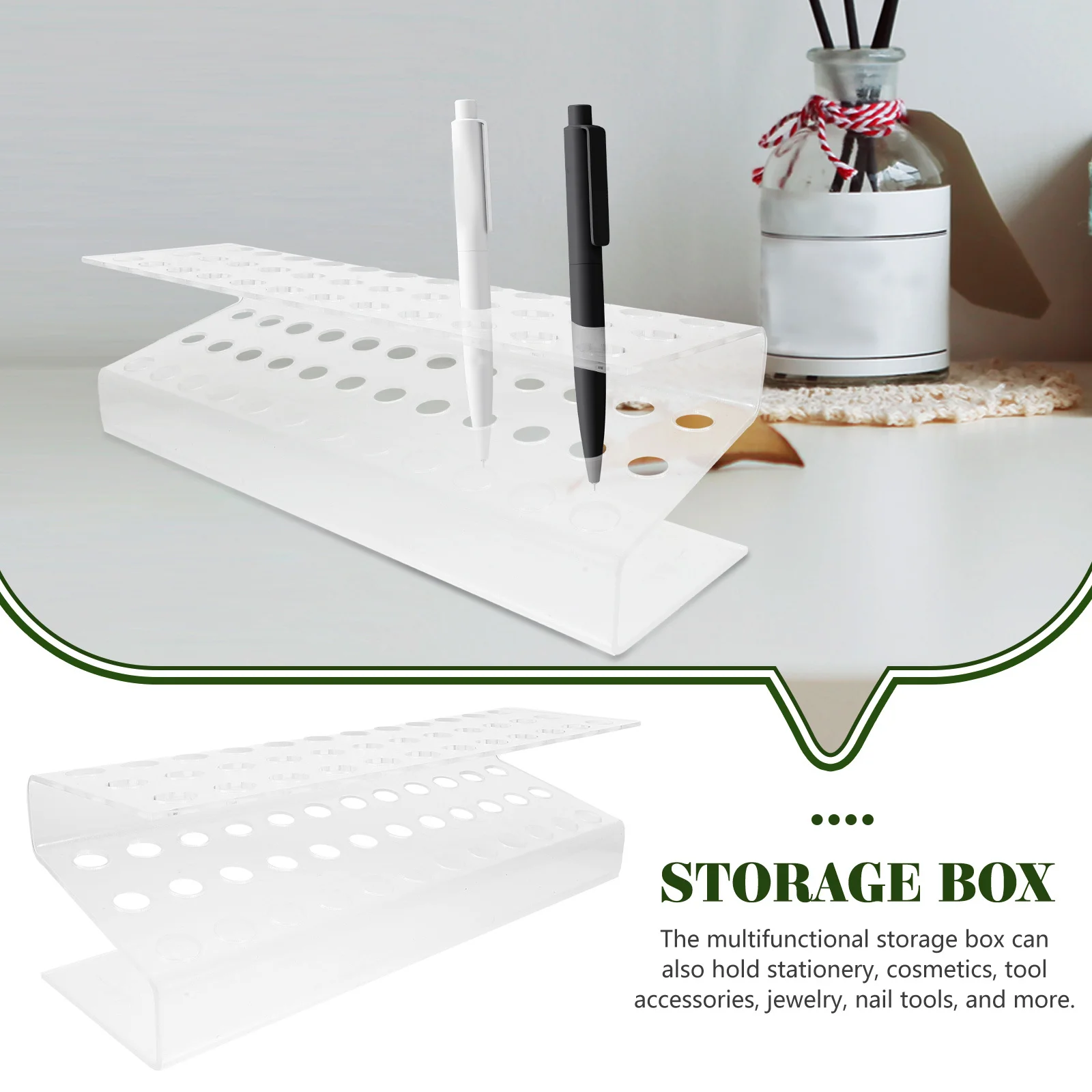 36 Holes Acrylic Pen Holder Display Stand for Eyebrow Pencil and Ballpoint Pen Storage Organizer Clear Desk Rack Modern Pencil