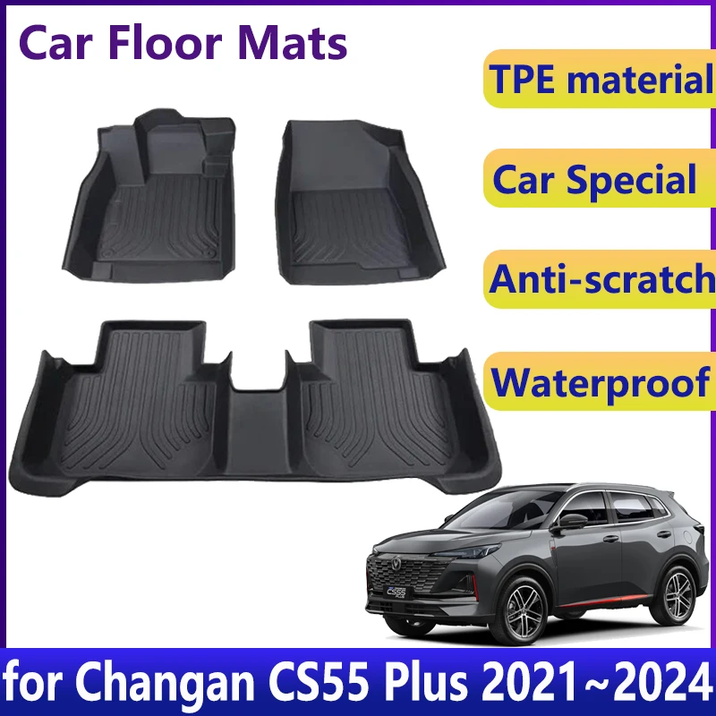 For Changan CS55 Plus 2024 2023 2022 2021 II Car TPE Floor Mats Waterproof Universal Leather Foot Mat LHD Carpet Rug Accessories