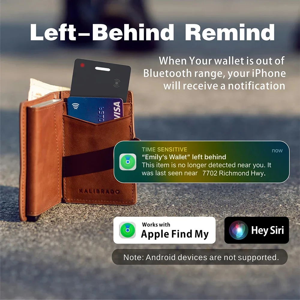 Wallet Anti-loss Card Location Tracker Card Smart Tag Work with Apple Find My App Slim Bluetooth Tracking Device Wireless Charge