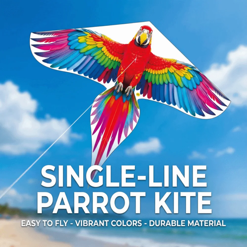 Easy To Fly Large Bird Kite Macaw Parrot Long Tail Animal Wind Kites 100M Kite Line Good Flying Outdoor Flying Toy Fun Sports