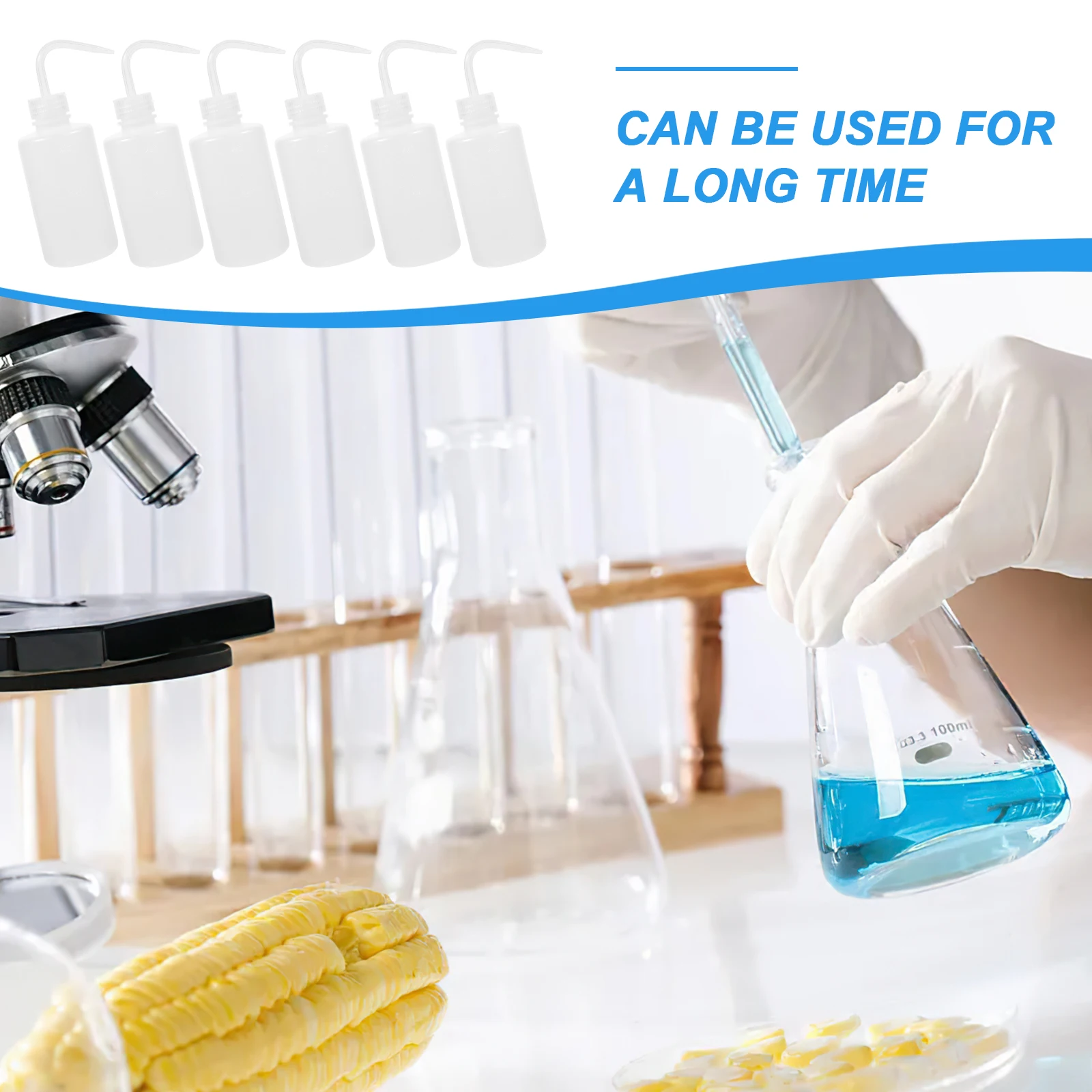 

6pcs Plastic Squeeze Bottles With Scale Graduated Washing Bottle For Lab Use Refillable Empty Safety Wash Bottles