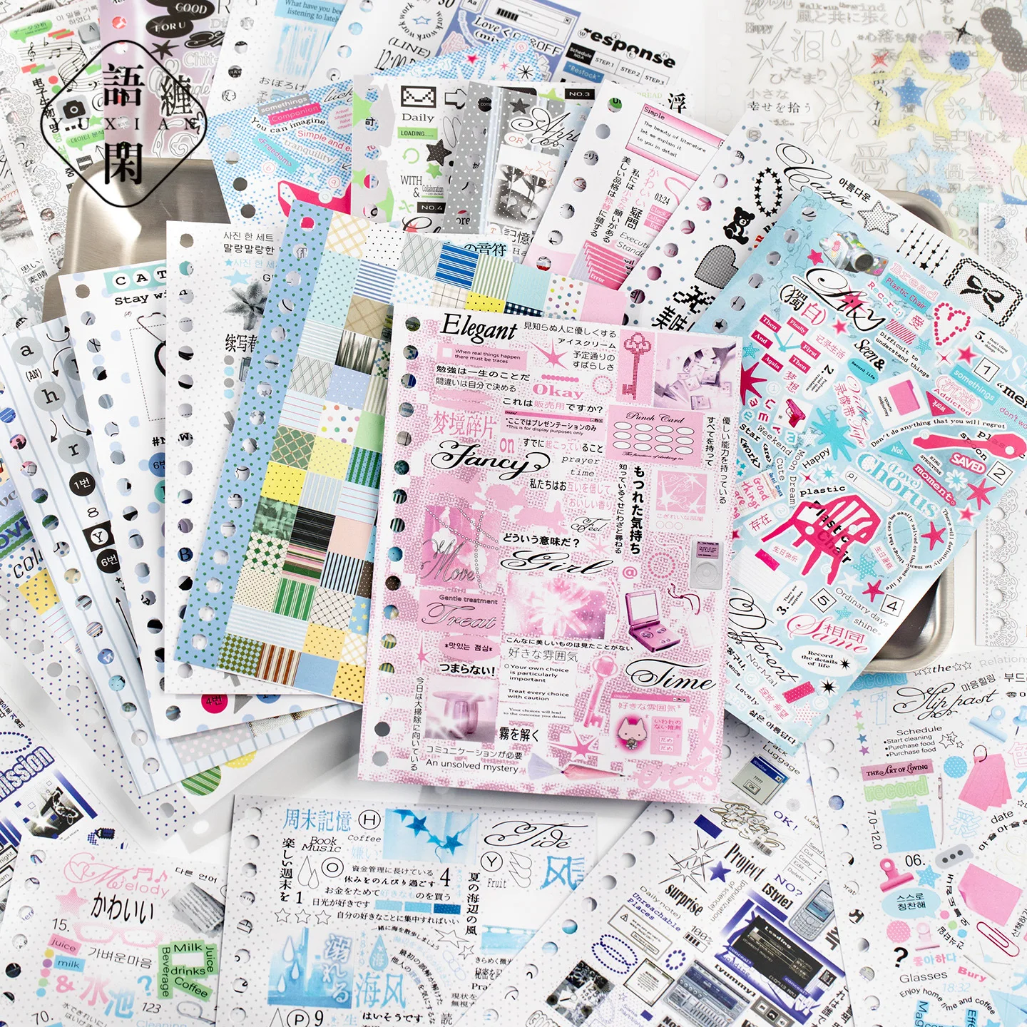 30pcs Stickers Book INS Korean Pattern Material Sticker Book Diy Handmade Scrapbook Aesthetic Stationery