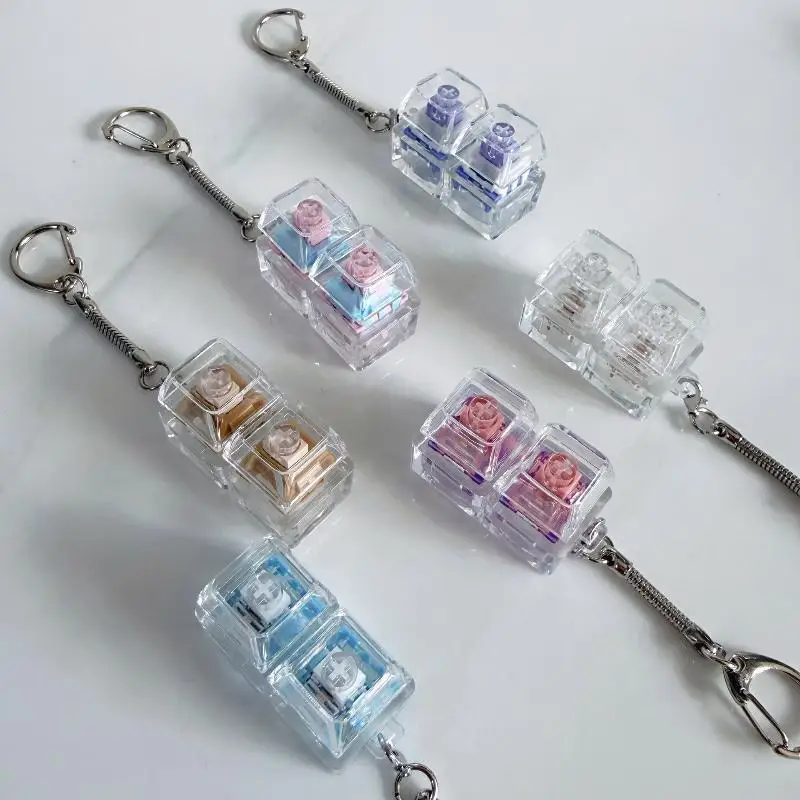 1/2/3/4/9 Key Keyboard  Toys Crystal Keycap Keychain Stress Relief Fingertip Gadget Decompression Toys Clicker  ToyHot