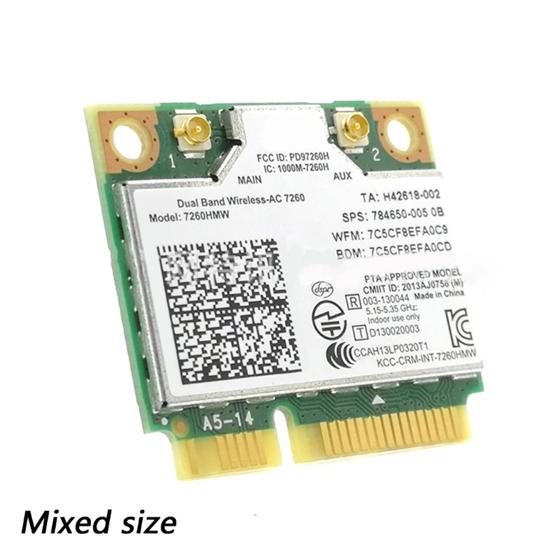 7260 7260AC 7260HMW 802.11ac อะแดปเตอร์เครือข่ายไร้สาย Bluetooth-Compatible4.0 การ์ด Wifi Half Mini การ์ด PCI-E 1200M