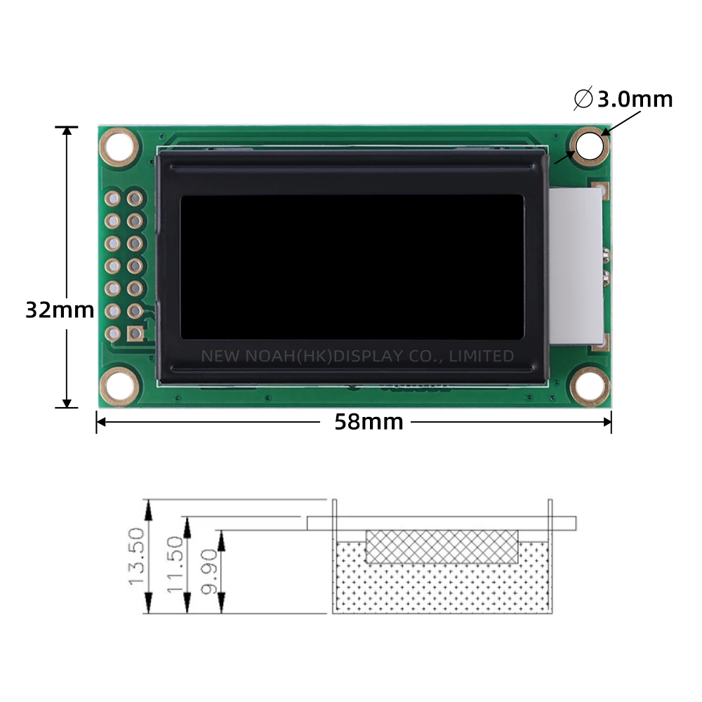 BTN 블랙 필름 노란색 0802B-2 문자 LCD 모듈, 0208 LCD 14 핀, ST7066 8X2 문자 LCD 휴대용 디스플레이 모듈