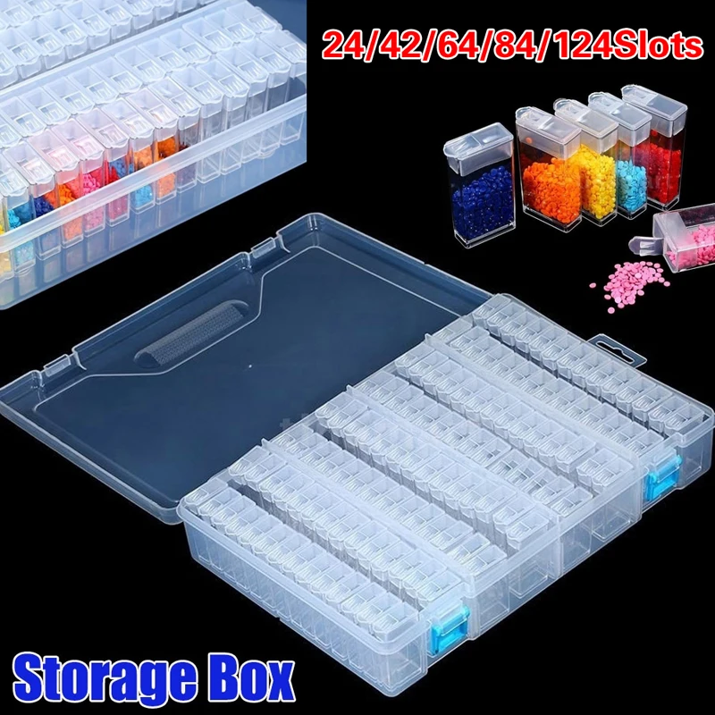 24/42/64/84/124 Grids Transparent Storage Boxes Mini Beads Diamond Painting Beads Container Jewelry Making Organizer Supplies