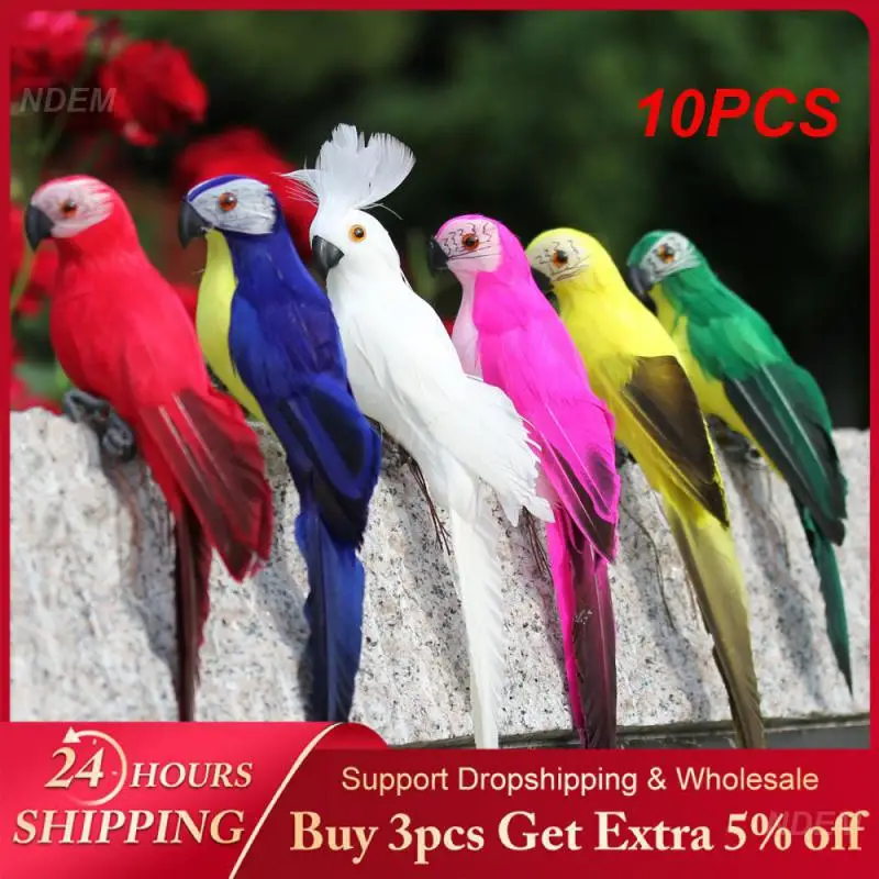 

10PCS Parrot Foam Feather 25/35cm Home Garden Decoration Ornament Lawn Figurine Ornament Simulation Garden Bird Prop Decoration