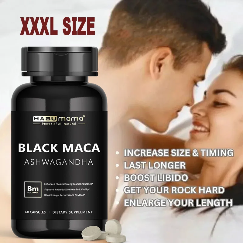 

Male Enhancing Black Maca Capsules, Men's Supplements to Boost Stamina, Performance, Energy, Men's Muscle Enlargement