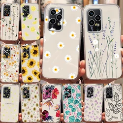For Honor 200 Lite Phone Cases Sun Flower Rose Lemon Flower Vine Branches And Leaves Cats For Honor 200 Lite Transparent Shells