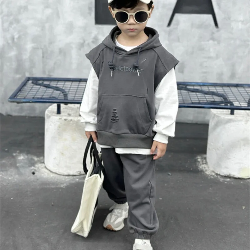 

Boys Sweatshirts +Pants Kids Suits Cotton 2PCS/Set 2024 Khaki Spring Autumn Cotton Sportswear Suit Tracksuits Outfits Children C