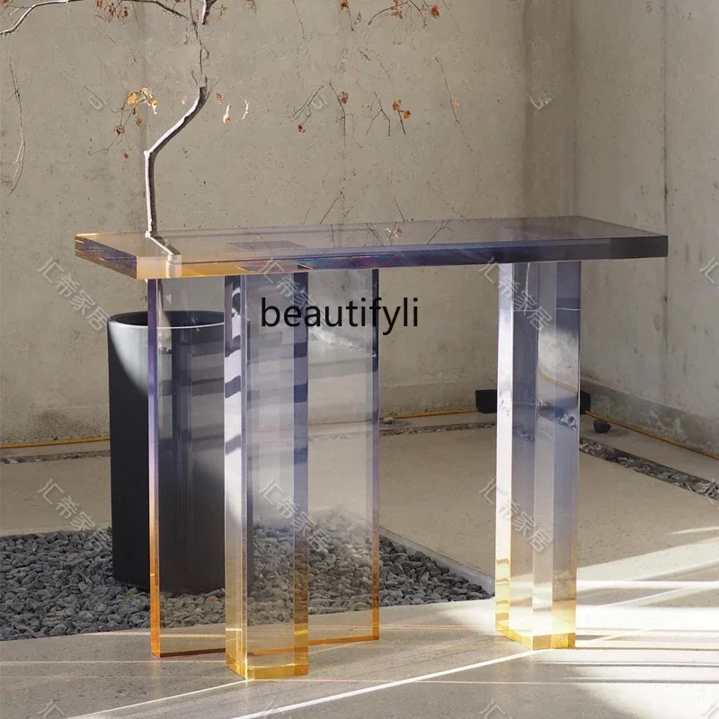 Acrylic Custom Transparent Gradient Color Console Tables Simple Home Console Wall Storage