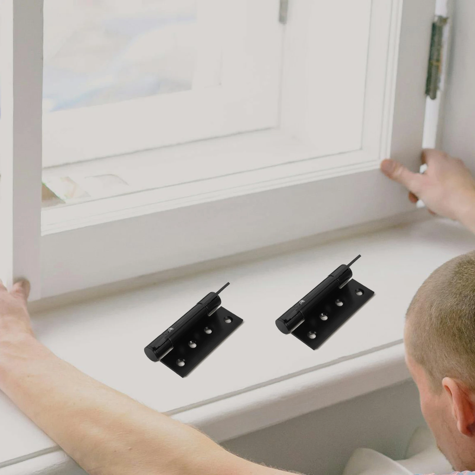 

2 Pcs Self Closing Hinge Heavy Duty Aluminum Alloy Spring Loaded Hinges for Wooden Garage Door Springs Door Closer